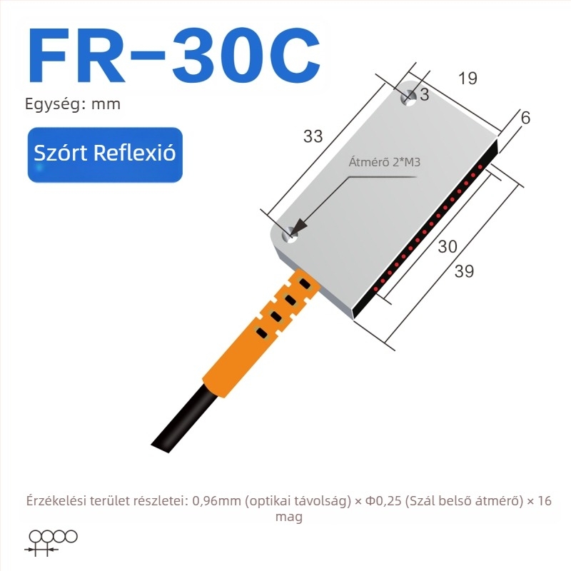 Through-beam optikai szál-mátrix szenzor-erősítő terület észleléséhez, diffúz reflexió