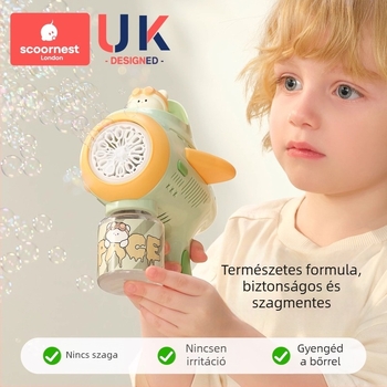 Gyerekeknek buborékfújópisztoly – teljesen automata, nem toxikus, a márka KESCOORL; tartalmaz buborékoldat és koncentrátumokat; akkumulátoros és újratölthető verziók