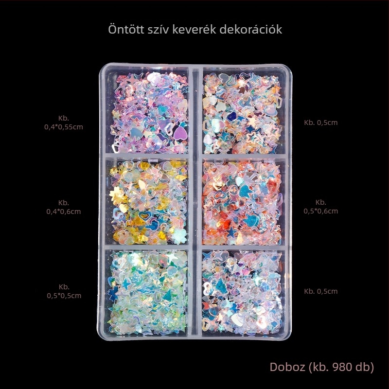 Poshman Princess Series körömdíszítő kristályok, Flat Bottom Drill, Bow & Butterfly minták, Édes stílus