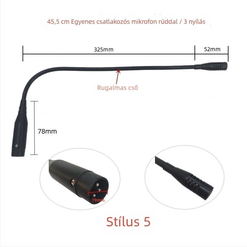 Gooseneck konferenciás mikrofon három-pontos négyvezetékes repülőcsatlakozóval, kábeles, 20Hz-20kHz, SNR ≥70dB