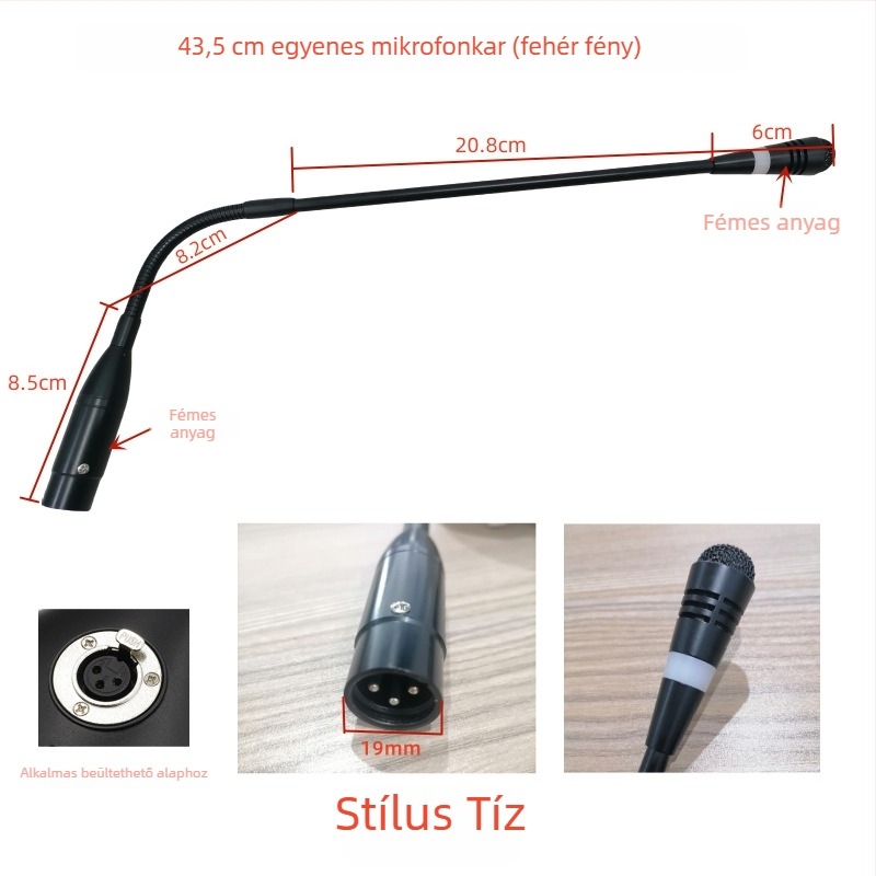 Gooseneck konferenciás mikrofon három-pontos négyvezetékes repülőcsatlakozóval, kábeles, 20Hz-20kHz, SNR ≥70dB