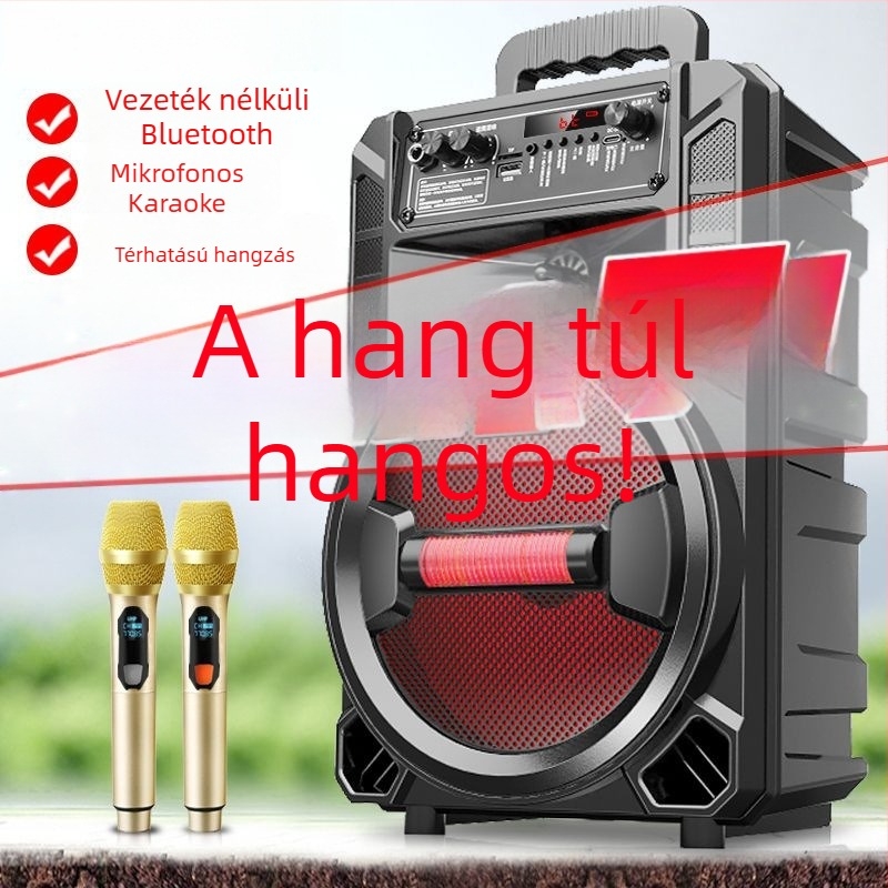 Bluetooth karaoke hangszóró beépített akkumulátorral, hordozható kültéri használatra, nagy hangerő