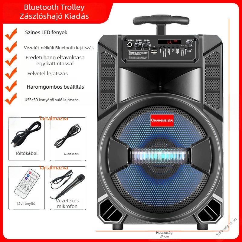 Bluetooth karaoke hangszóró beépített akkumulátorral, hordozható kültéri használatra, nagy hangerő