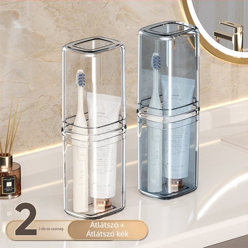 Beiduoyang Utazó fogkefés pohár, négyszögletes dizájn, PET anyag, testreszabható logó