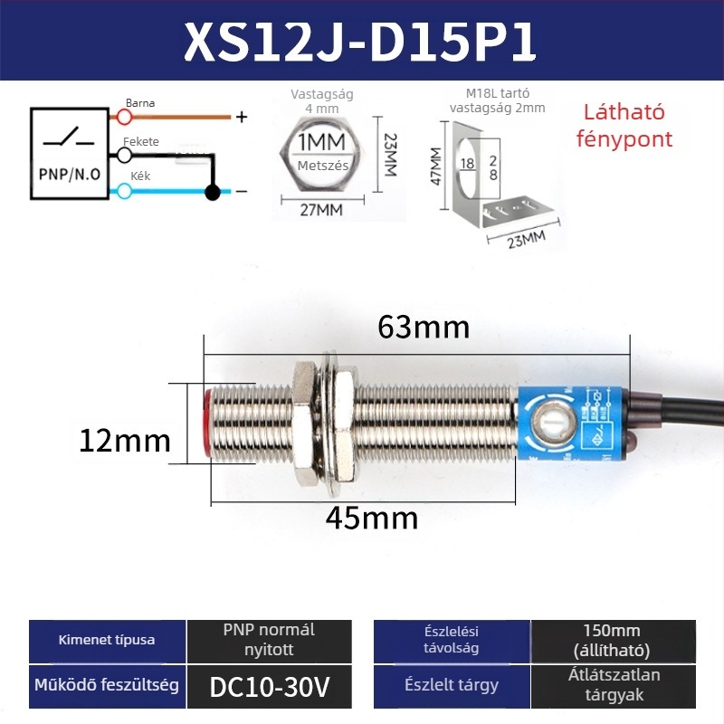M18 lézeres érzékelő SYM18J-D50N1 diffúz infravörös fotóelektrikus kapcsoló, IP66