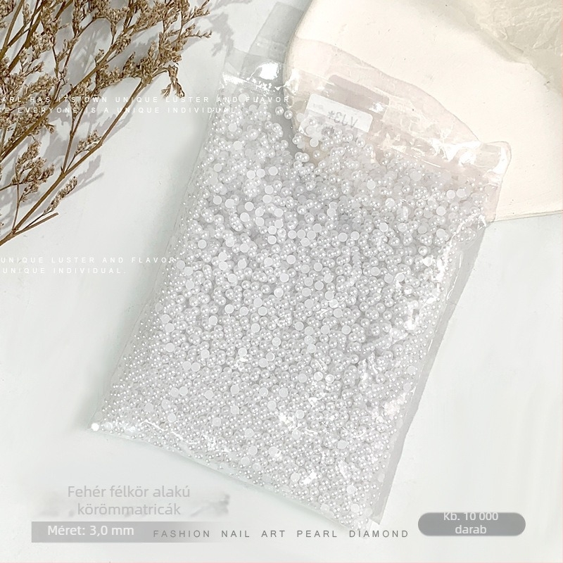 Rose forest gyöngyös műkörmös dekorációkészlet — félkör alakú, sík aljú gyöngyök; Anyagok: műanyag, gyöngy, gyanta; Minták: virág, szerelem, vízcsepp