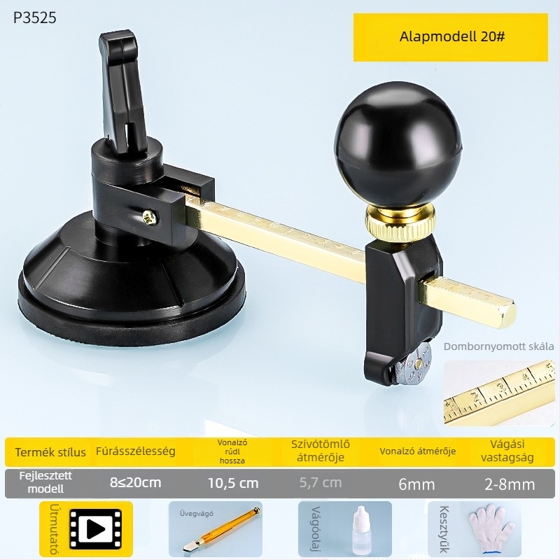 Többfunkciós üvegkörvágó kés olajat töltő görgővel, ipari osztály, vastagított kialakítás