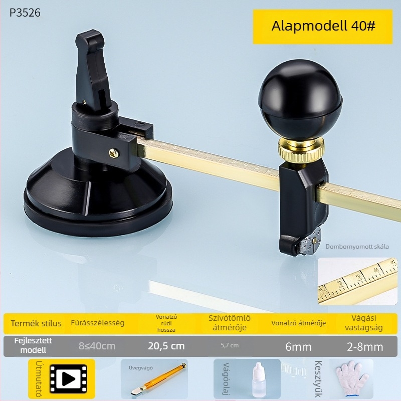 Többfunkciós üvegkörvágó kés olajat töltő görgővel, ipari osztály, vastagított kialakítás