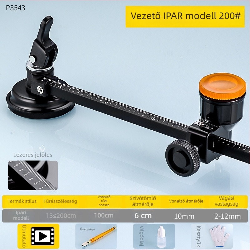 Többfunkciós üvegkörvágó kés olajat töltő görgővel, ipari osztály, vastagított kialakítás