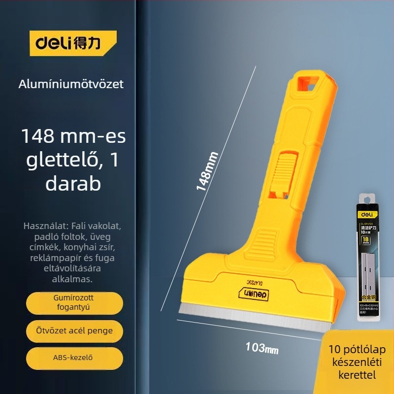 Üvegkaparó penge kiterjesztett ütő éllel a varratok befejezésére és ragasztó eltávolítására; modell: Ügyfélszolgálat; Márka: Egyéb