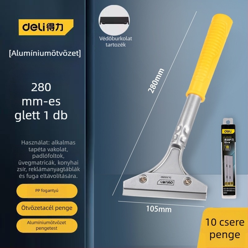 Üvegkaparó penge kiterjesztett ütő éllel a varratok befejezésére és ragasztó eltávolítására; modell: Ügyfélszolgálat; Márka: Egyéb