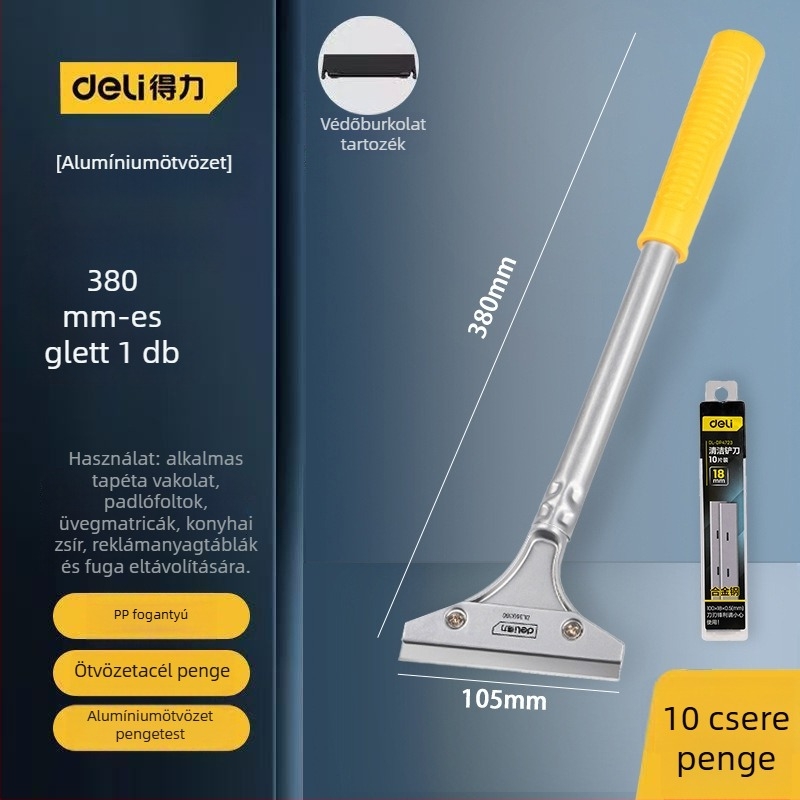 Üvegkaparó penge kiterjesztett ütő éllel a varratok befejezésére és ragasztó eltávolítására; modell: Ügyfélszolgálat; Márka: Egyéb