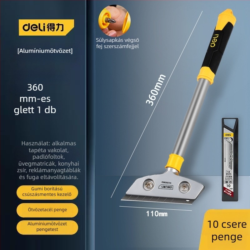 Üvegkaparó penge kiterjesztett ütő éllel a varratok befejezésére és ragasztó eltávolítására; modell: Ügyfélszolgálat; Márka: Egyéb