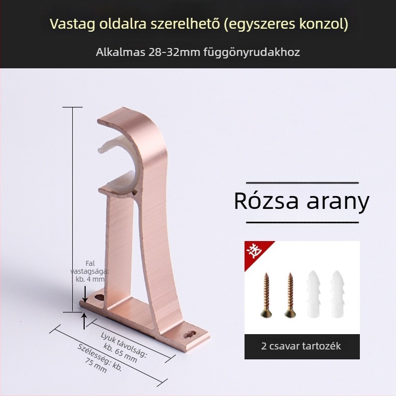 Függönyrúdtartó, alumíniumötvözetből, római rúdstílus, falra szerelhető, dupla rúd