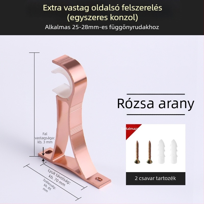 Függönyrúdtartó, alumíniumötvözetből, római rúdstílus, falra szerelhető, dupla rúd