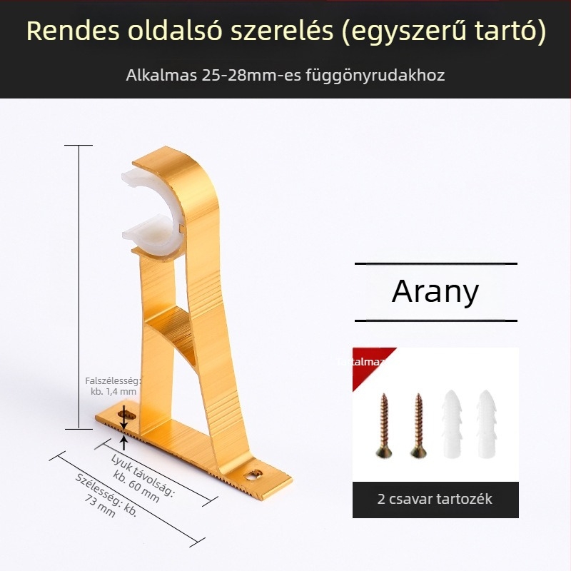 Függönyrúdtartó, alumíniumötvözetből, római rúdstílus, falra szerelhető, dupla rúd