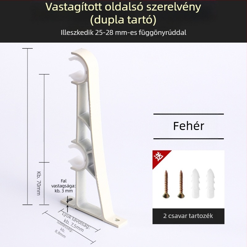 Függönyrúdtartó, alumíniumötvözetből, római rúdstílus, falra szerelhető, dupla rúd