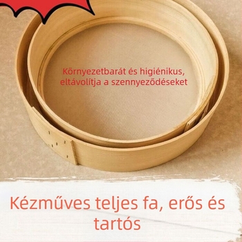 Kézzel készített fa liszt-szita kör alakú kosárral – vidéki stílus