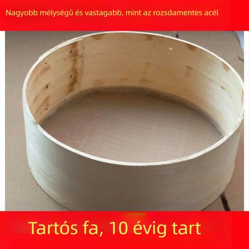 Kézzel készített fa liszt-szita kör alakú kosárral – vidéki stílus