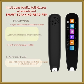 Intelligens Többnyelvű Szkennelő Toll Fordítóval — offline fordítás, Bluetooth, 10 m hatótávolság, mód: gombos/tap/olvasás, szkennelési fordítás, hangalapú online fordítás, fordítás felvétel