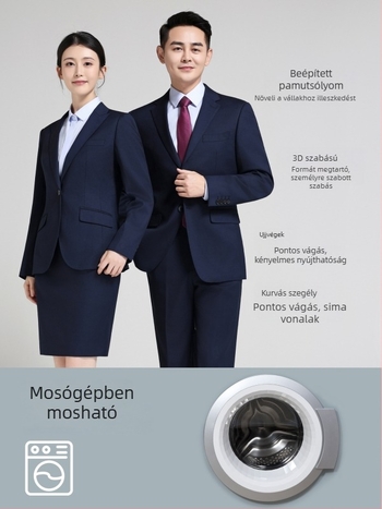 Houndstooth mintás férfi öltöny szett, géppel mosható, egysoros, kétgombos zárás, lapos gallér, poliészter-keverék