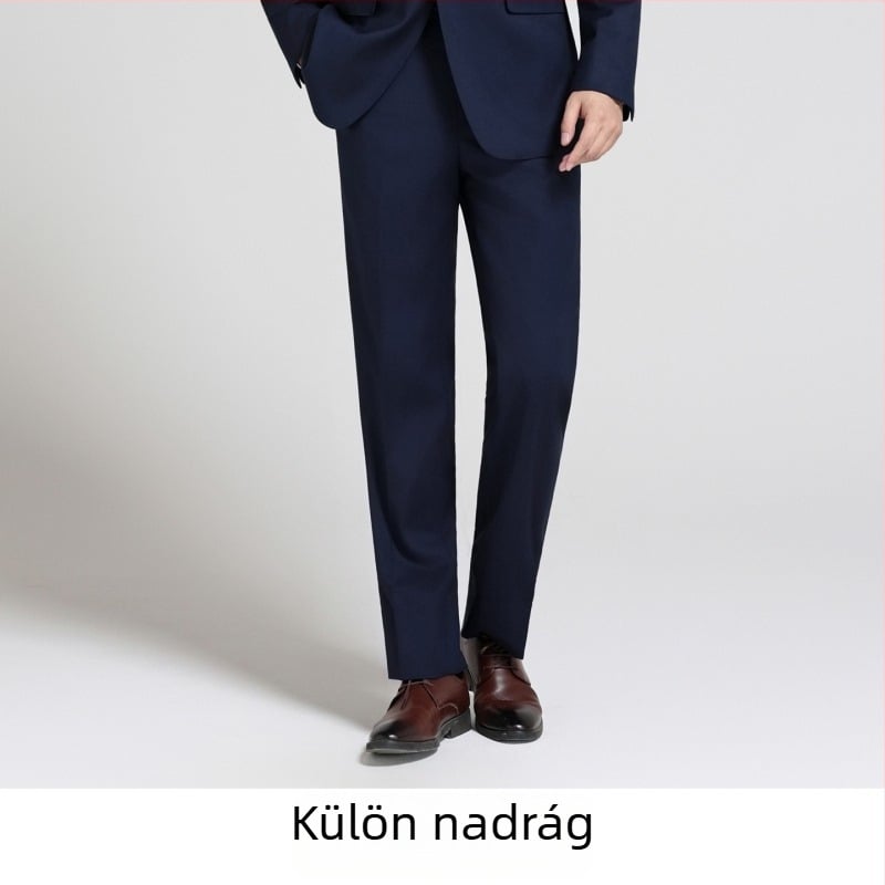 Houndstooth mintás férfi öltöny szett, géppel mosható, egysoros, kétgombos zárás, lapos gallér, poliészter-keverék