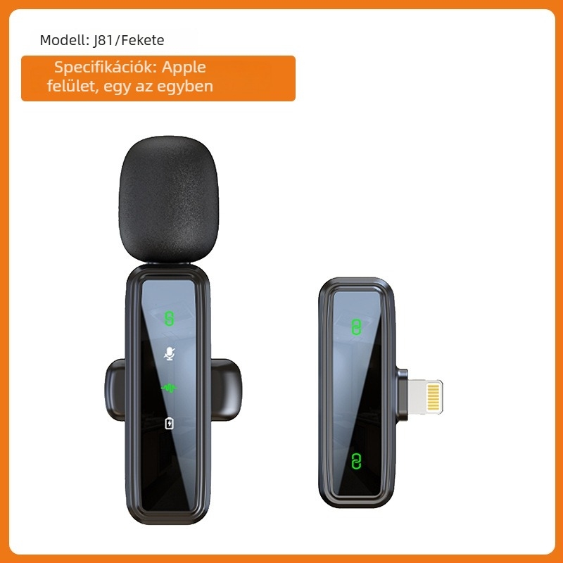 J86 Lavalier mikrofon rendszer, Bluetooth 5.1, 2 csatorna, frekvencia-tartomány 20 Hz–20 kHz, beépített 50–100 mAh akkumulátor, üzemidő 6–8 óra, 3-in-1 telefonra, kamerára és hangra