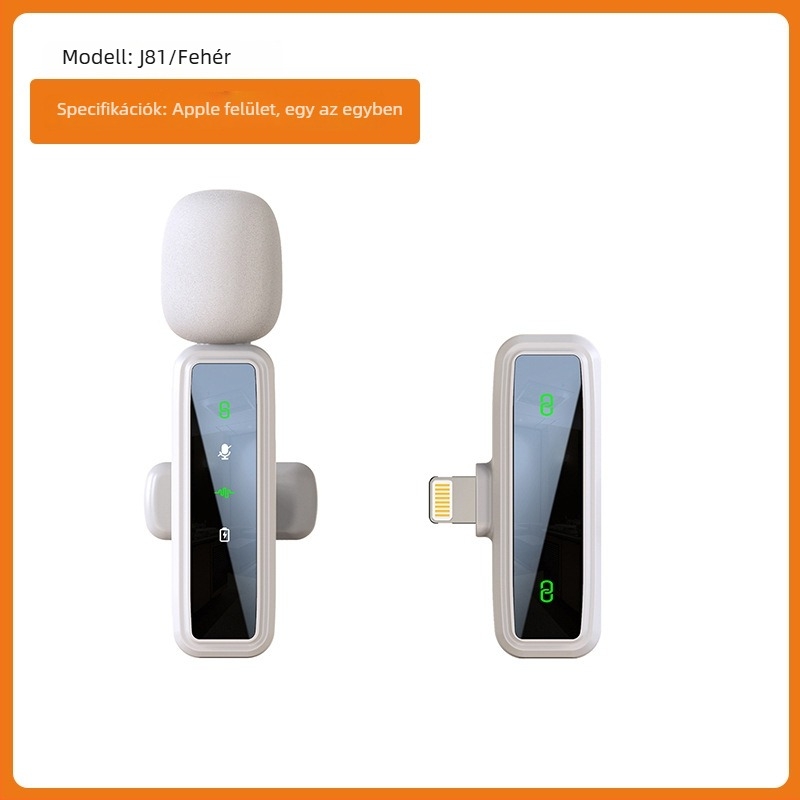 J86 Lavalier mikrofon rendszer, Bluetooth 5.1, 2 csatorna, frekvencia-tartomány 20 Hz–20 kHz, beépített 50–100 mAh akkumulátor, üzemidő 6–8 óra, 3-in-1 telefonra, kamerára és hangra