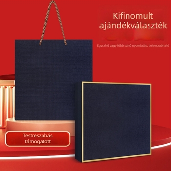 Üzleti ajándékcsomag termosz pohárral, jegyzetfüzettel, egyedi logóval és irodai ajándékdobozzal