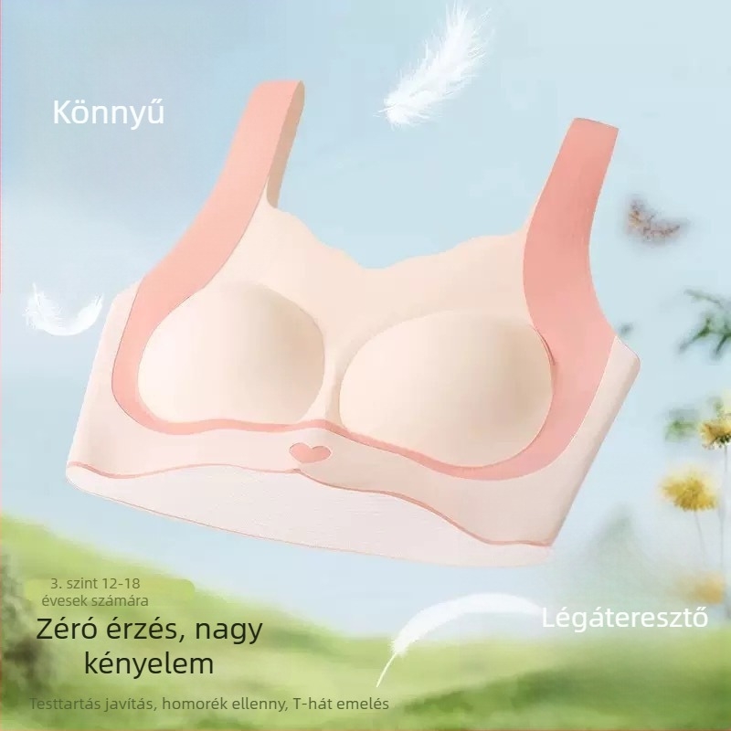 Kontrasztos színű, emelő-korrigáló seamless melltartó beépített kosárral, 8–18 éves lányok számára.