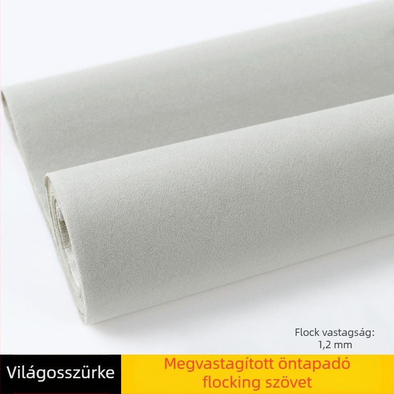 Vastagított öntapadós velúr flockált szövet hátlappal, szintetikus rost, fényelnyelő védelem, közvetlen alkalmazás