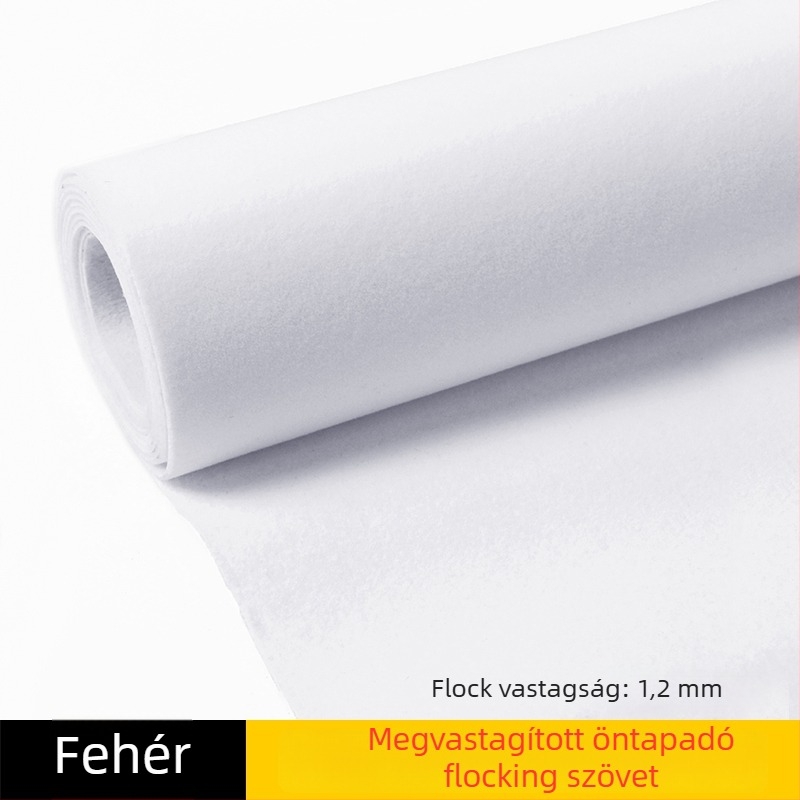 Vastagított öntapadós velúr flockált szövet hátlappal, szintetikus rost, fényelnyelő védelem, közvetlen alkalmazás