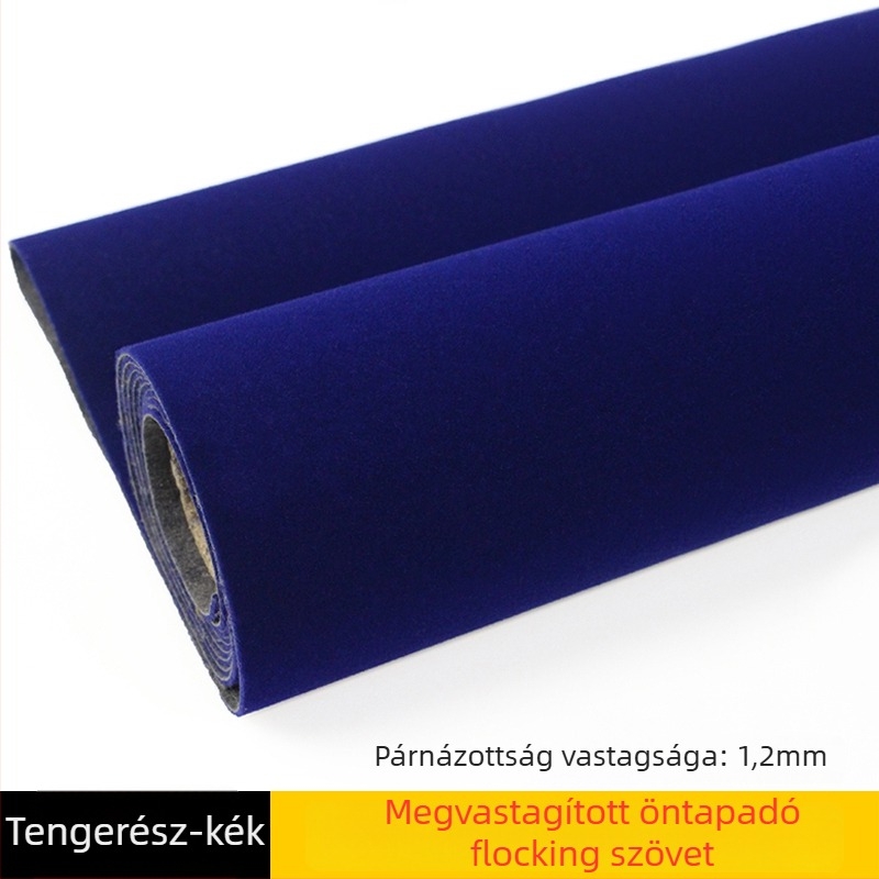 Vastagított öntapadós velúr flockált szövet hátlappal, szintetikus rost, fényelnyelő védelem, közvetlen alkalmazás
