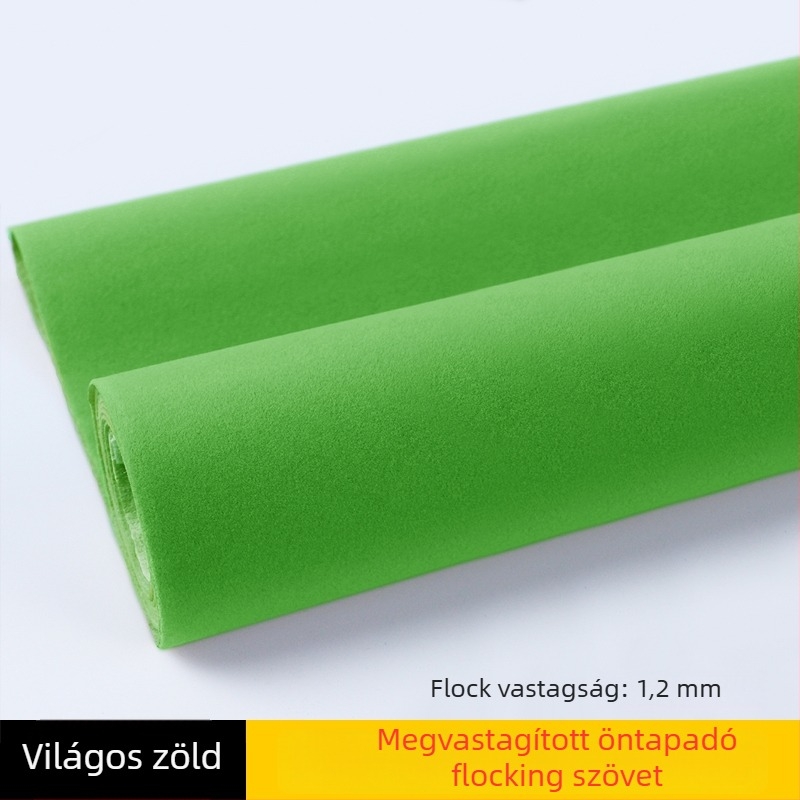 Vastagított öntapadós velúr flockált szövet hátlappal, szintetikus rost, fényelnyelő védelem, közvetlen alkalmazás