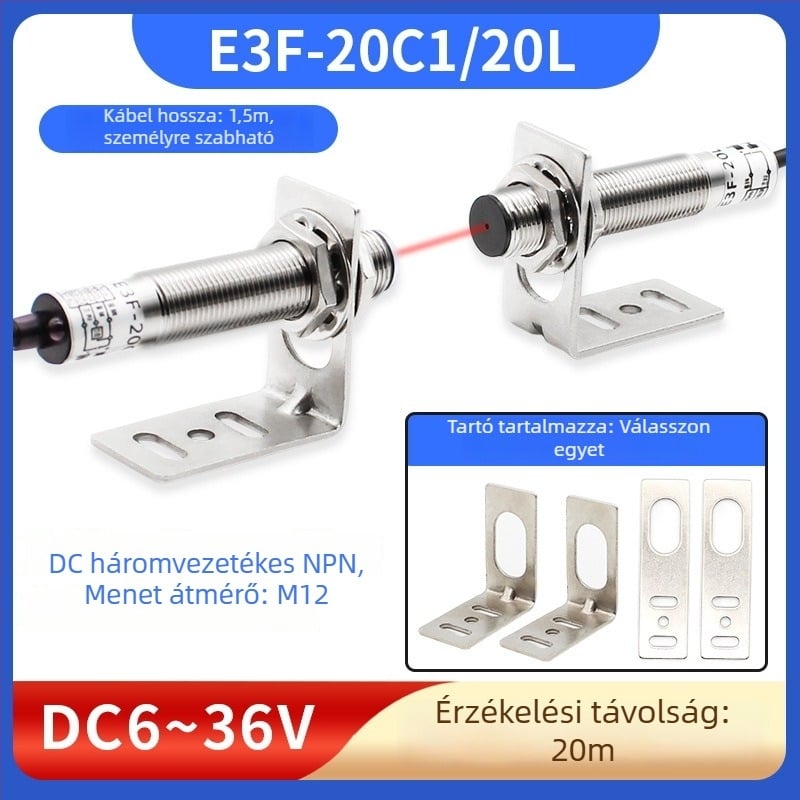 Lézeres áthaladó infravörös optoelektronikus kapcsoló, 20 m érzékelési távolság, 12 V bemenet, 1 μs válaszidő, IP65