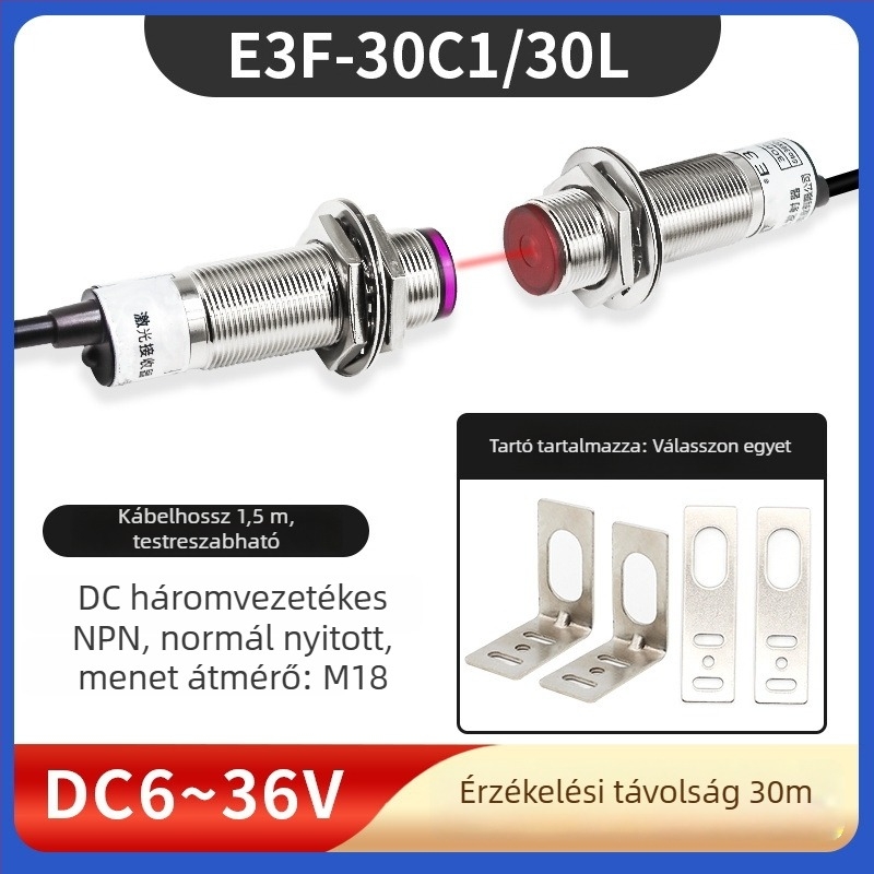 Lézeres áthaladó infravörös optoelektronikus kapcsoló, 20 m érzékelési távolság, 12 V bemenet, 1 μs válaszidő, IP65