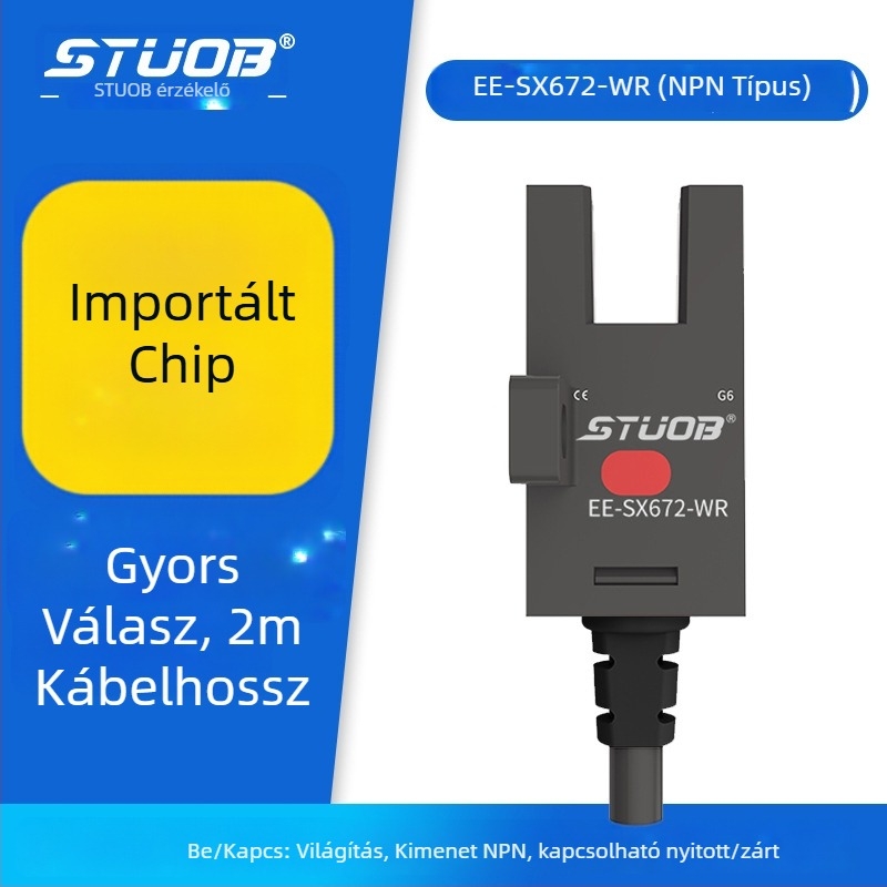 U-alakú fotóelektrikus kapcsoló, áthaladó fény típus, STUOB FM-SM670-WR / FM-SM672-WR / FM-SM674-WR / FM-SM671-WR, észlelési távolság 5 mm