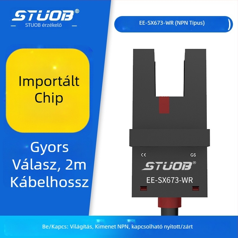 U-alakú fotóelektrikus kapcsoló, áthaladó fény típus, STUOB FM-SM670-WR / FM-SM672-WR / FM-SM674-WR / FM-SM671-WR, észlelési távolság 5 mm