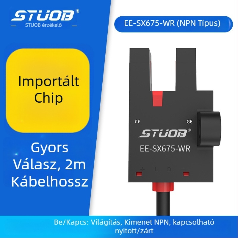 U-alakú fotóelektrikus kapcsoló, áthaladó fény típus, STUOB FM-SM670-WR / FM-SM672-WR / FM-SM674-WR / FM-SM671-WR, észlelési távolság 5 mm