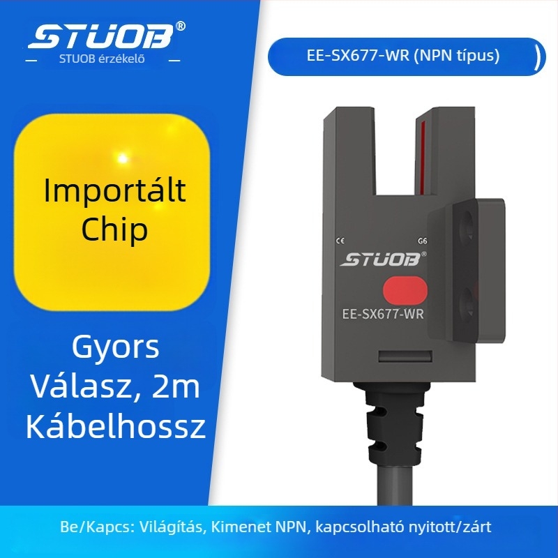 U-alakú fotóelektrikus kapcsoló, áthaladó fény típus, STUOB FM-SM670-WR / FM-SM672-WR / FM-SM674-WR / FM-SM671-WR, észlelési távolság 5 mm