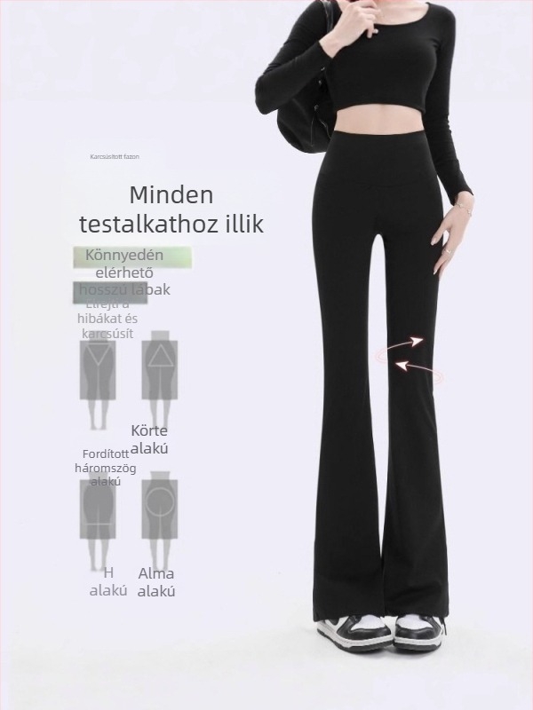 Női magas derekú karcsúsító yoga nadrág fleece béleléssel, széles lábú, haskontroll és fenékemelés, hosszú fazon, plusz méret, őszi–téli 2025.