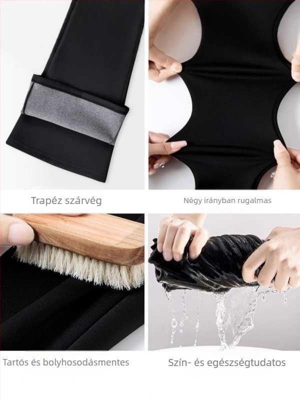 Női magas derekú karcsúsító yoga nadrág fleece béleléssel, széles lábú, haskontroll és fenékemelés, hosszú fazon, plusz méret, őszi–téli 2025.