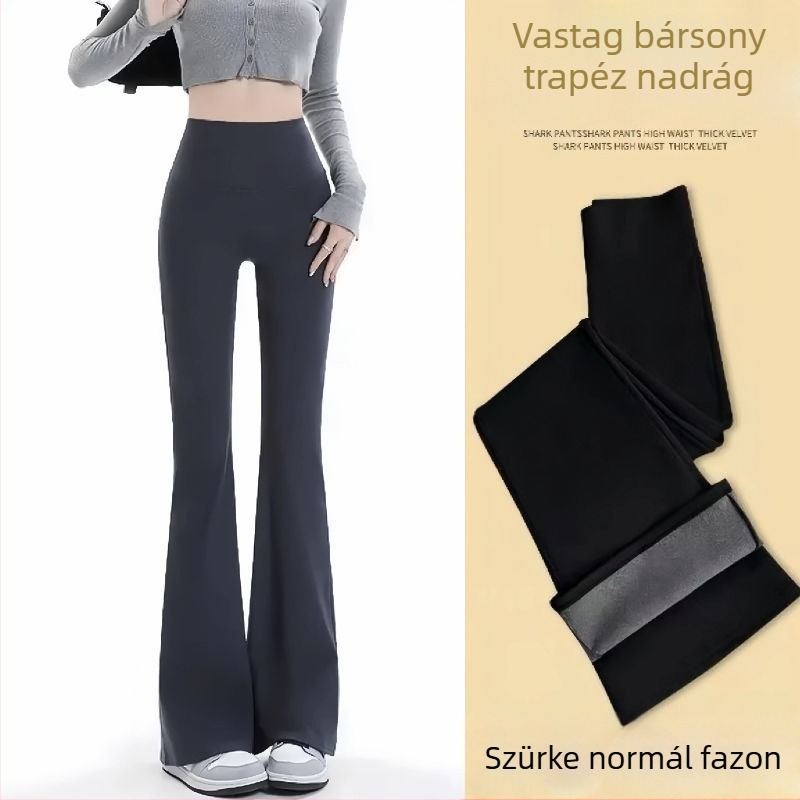 Női magas derekú karcsúsító yoga nadrág fleece béleléssel, széles lábú, haskontroll és fenékemelés, hosszú fazon, plusz méret, őszi–téli 2025.