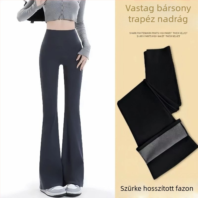 Női magas derekú karcsúsító yoga nadrág fleece béleléssel, széles lábú, haskontroll és fenékemelés, hosszú fazon, plusz méret, őszi–téli 2025.
