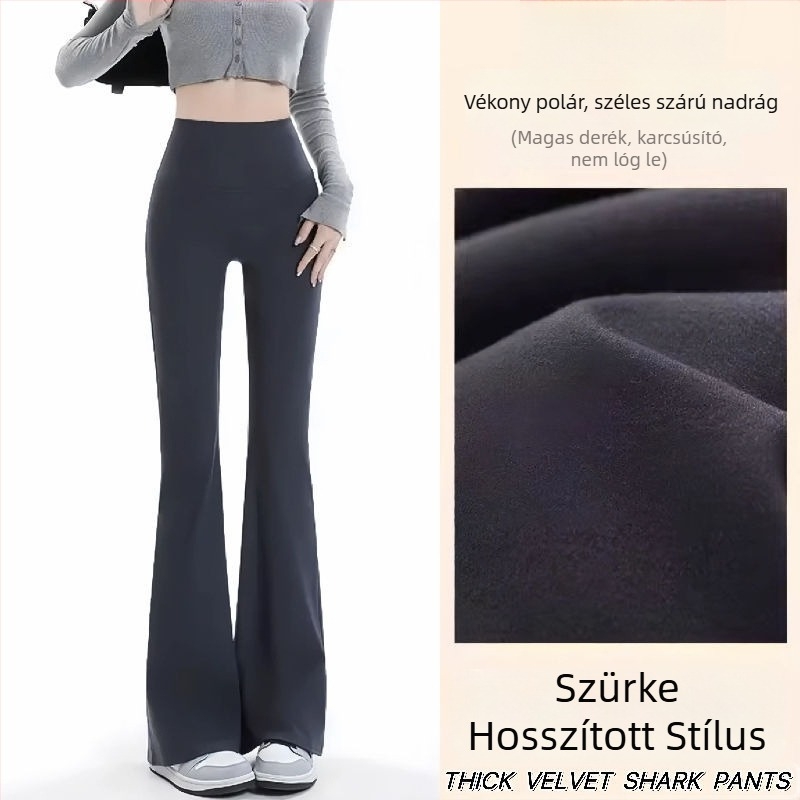 Női magas derekú karcsúsító yoga nadrág fleece béleléssel, széles lábú, haskontroll és fenékemelés, hosszú fazon, plusz méret, őszi–téli 2025.
