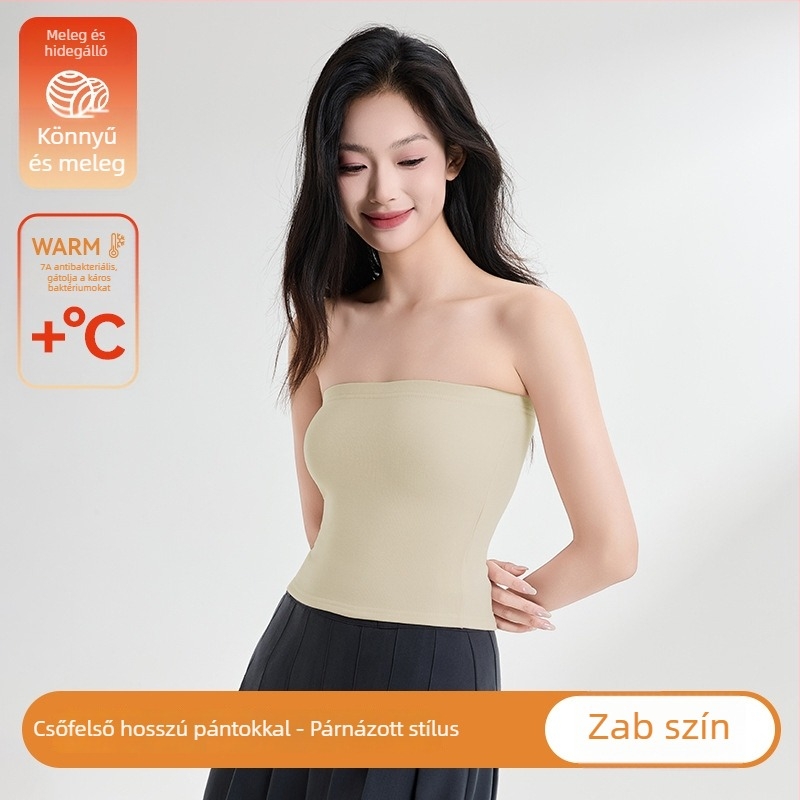 Flízzel bélelt váll nélküli bustier, téli meleg belső felső esküvői ruhához