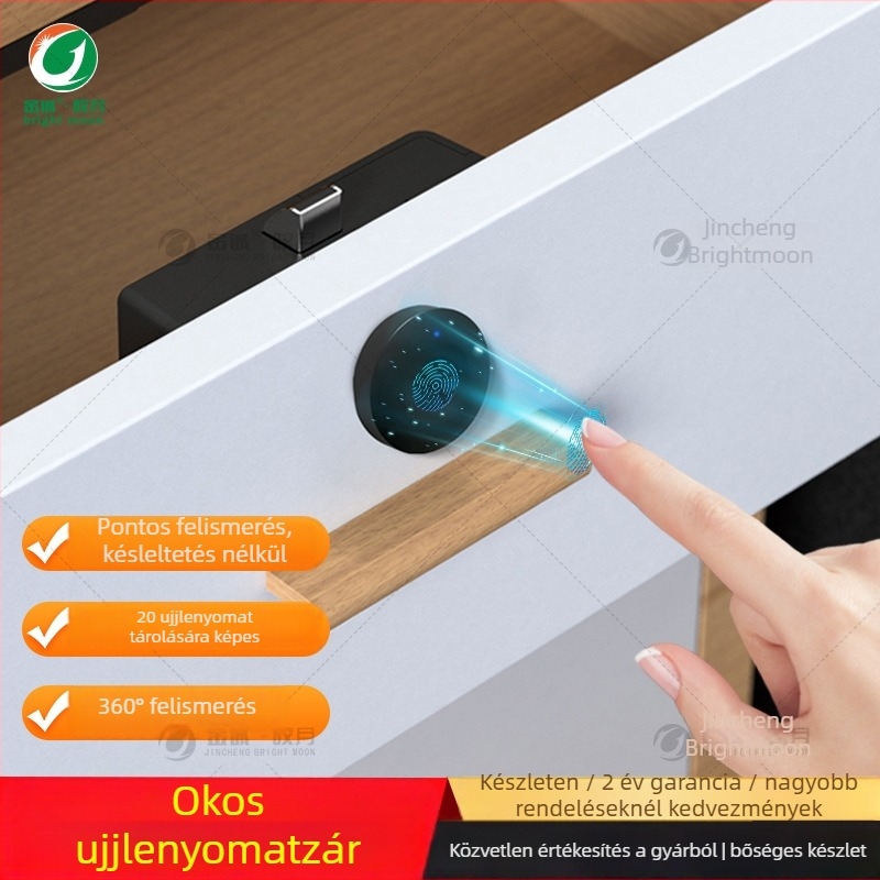 Okos elektronikus bútorzár fiókokhoz — modell F039S, ABS anyag, 20 ujjlenyomat tárolására