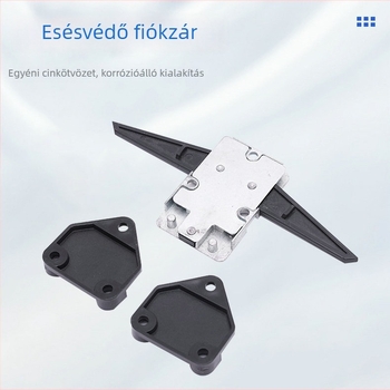 Fiókzár cink ötvözetből, modell S1010, többrétegű fiókhatárolóval és billentés elleni védelemmel.