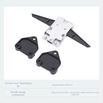 Fiókzár cink ötvözetből, modell S1010, többrétegű fiókhatárolóval és billentés elleni védelemmel.