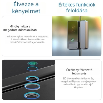 Üvegajtó ujjlenyomat-zár – Modell C83C, alumínium szerkezet, panel és fogantyú: akril panel + alumínium ötvözet, kereskedelmi felhasználás, modern egyszerű stílus